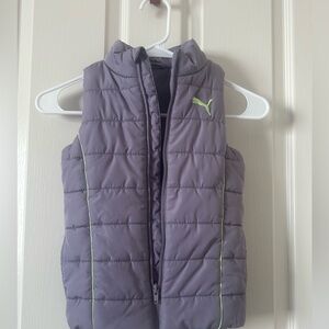 Puma Gray Puffer Vest with Subtle Green Details
